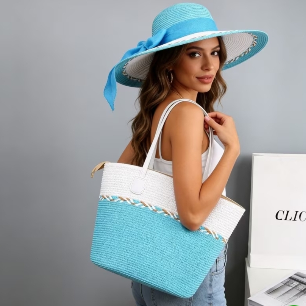 TURQUOISE BAG WITH HAT